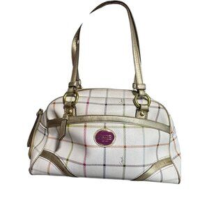 Coach Multicolor Plaid Signature PeytonTattersalll Satchel with Gold - Preowned